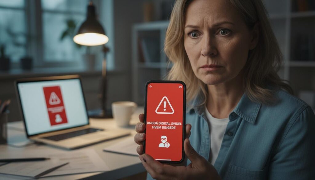 Bekymret kvinde med telefon